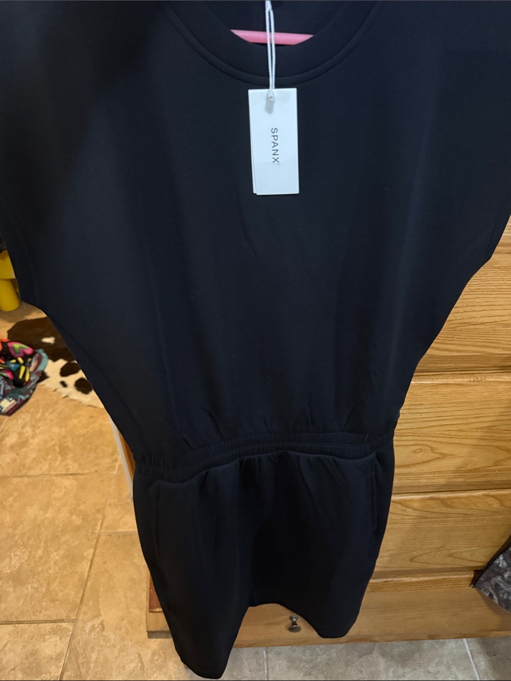 SPANX Black Air Essentials Short-Sleeve Waist-Elastic Tunic - Picture 3 of 5